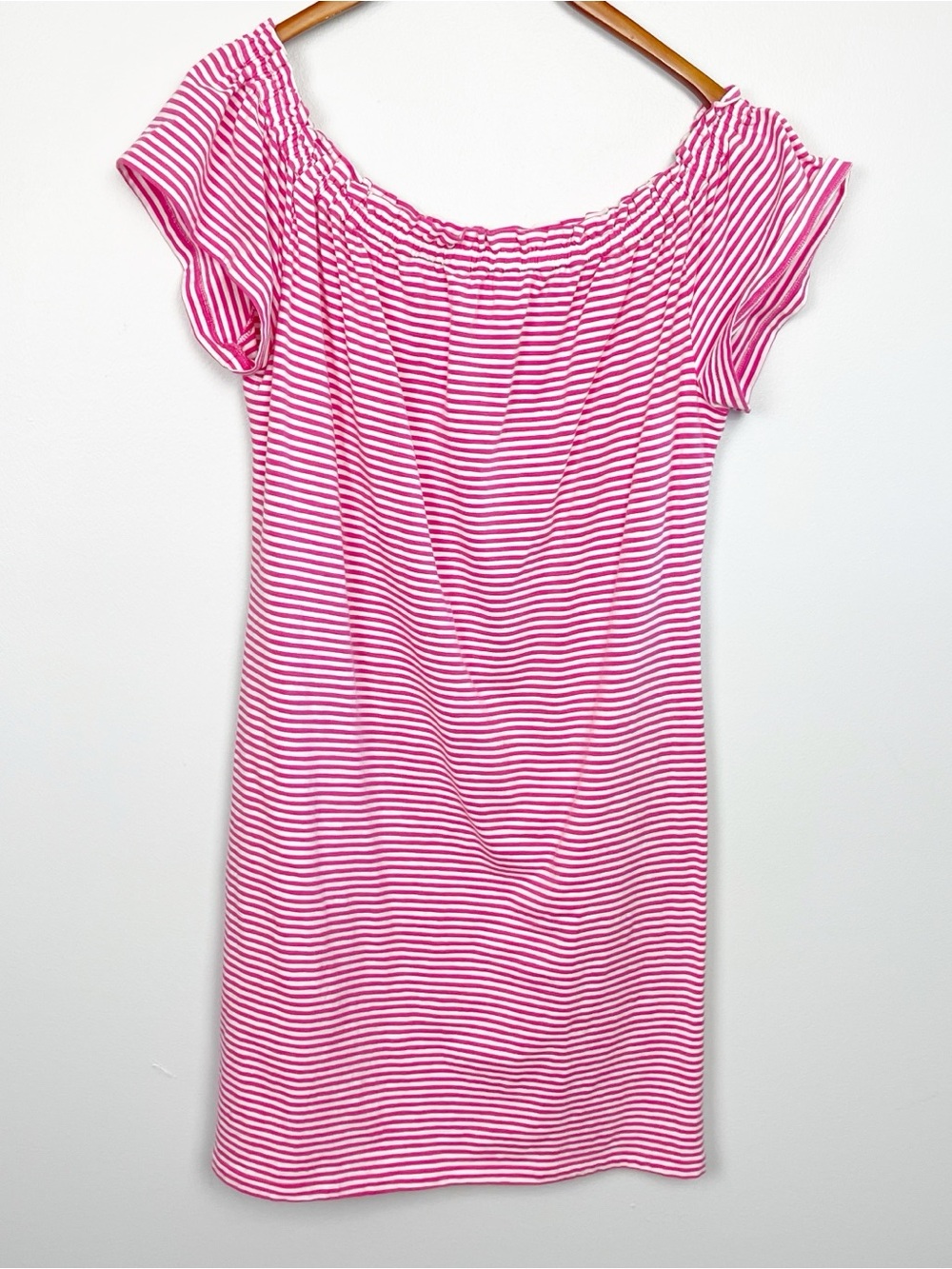 Vineyard Vines Pink & White Striped Off-Shoulder Mini Dress - Picture 2 of 5
